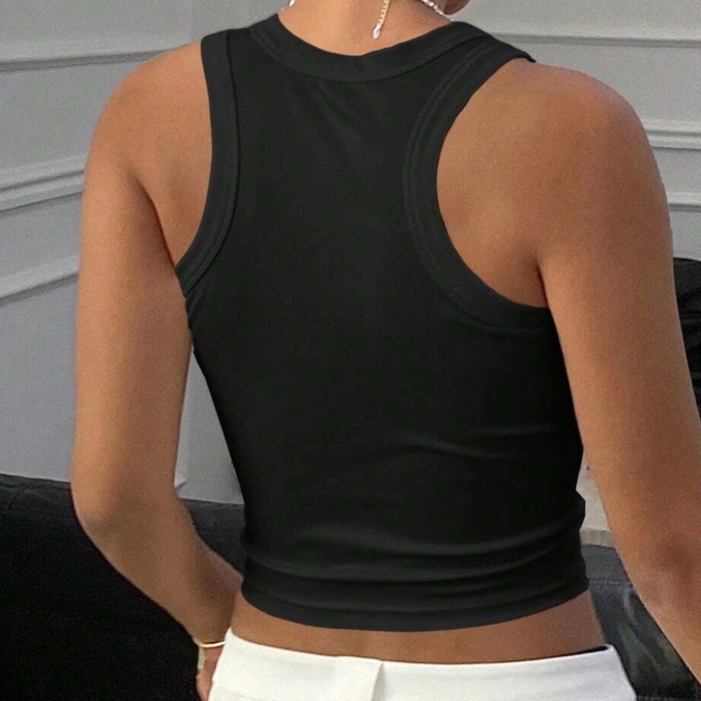 Solid Ribbed Fitted Tank Top - Picture 6 of 7